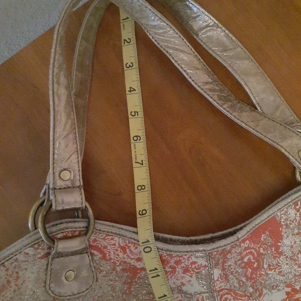 Jasper & Jerra Leather Metallic Print Bag